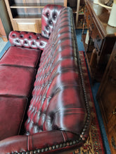 Load image into Gallery viewer, Vintage Highback Three Seater Chesterfield Sofa In Leather