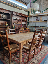 Load image into Gallery viewer, Farmhouse Pine Scrub Top Kitchen Dining Table With Two Drawers
