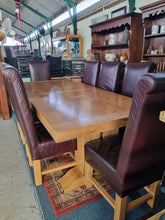 Load image into Gallery viewer, Oak Dining Table and Eight Chairs HUGE