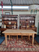 Load image into Gallery viewer, Farmhouse Pine Scrub Top Kitchen Dining Table With Two Drawers