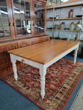 Load image into Gallery viewer, Oak Farmhouse Kitchen Dining Table With Drawer