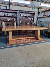 Load image into Gallery viewer, Oak Dining Table and Eight Chairs HUGE