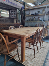 Load image into Gallery viewer, Vintage Substantial Pine Farmhouse Scrub Top Dining/Kitchen Table