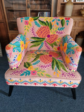 Load image into Gallery viewer, Armchair Upholstered With Decorative Hand Crewel Work Of Flowers