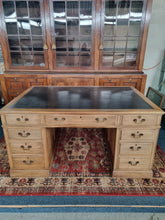 Load image into Gallery viewer, Antique Oak Partner's Desk Early 20th Century