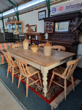 Load image into Gallery viewer, Victorian Antique Pine Kitchen Scrub Top Dining Table