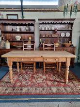 Load image into Gallery viewer, Farmhouse Pine Scrub Top Kitchen Dining Table With Two Drawers