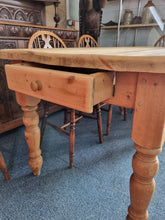 Load image into Gallery viewer, Vintage Farmhouse Scrub Top Pine Dining Table With A Drawer At Each End - Charlotte Rose Interiors