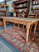 Load image into Gallery viewer, Farmhouse Pine Scrub Top Kitchen Dining Table With Two Drawers