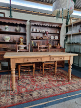 Load image into Gallery viewer, Farmhouse Pine Scrub Top Kitchen Dining Table With Two Drawers