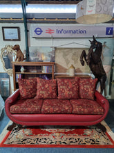 Load image into Gallery viewer, Antique Edwardian Red Leather And Upholstered Sofa