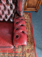 Load image into Gallery viewer, Vintage Highback Three Seater Chesterfield Sofa In Leather