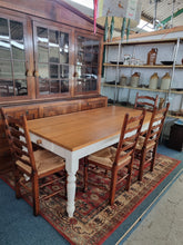 Load image into Gallery viewer, Oak Farmhouse Kitchen Dining Table With Drawer