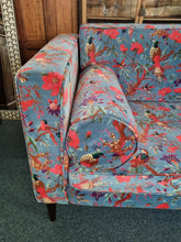 Load image into Gallery viewer, Large Velvet Sofa Upholstered In A Bird Of Paradise Velvet Fabric In Blue