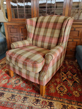 Load image into Gallery viewer, Wing Back Arm Chair In A Tartan Fabric