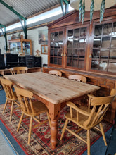 Load image into Gallery viewer, Pine Farmhouse Scrub Top Kitchen Dining Table & Six Dining Chairs