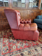Load image into Gallery viewer, Vintage Leather Button Back Arm Chair