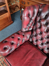 Load image into Gallery viewer, Vintage Highback Three Seater Chesterfield Sofa In Leather