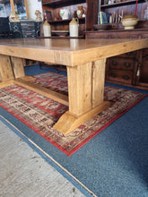 Load image into Gallery viewer, Oak Dining Table and Eight Chairs HUGE