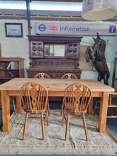 Load image into Gallery viewer, Vintage Substantial Pine Farmhouse Scrub Top Dining/Kitchen Table