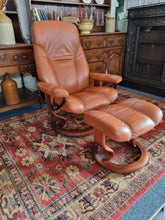 Load image into Gallery viewer, Stressless Ekornes Reclining Leather Chair & Footstool