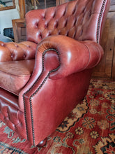 Load image into Gallery viewer, Vintage Leather Button Back Arm Chair