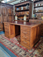 Load image into Gallery viewer, Substantial Early 20th Century Oak Twin Pedestal Desk