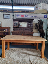 Load image into Gallery viewer, Vintage Substantial Pine Farmhouse Scrub Top Dining/Kitchen Table