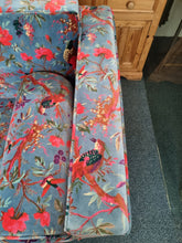 Load image into Gallery viewer, Large Velvet Sofa Upholstered In A Bird Of Paradise Velvet Fabric In Blue