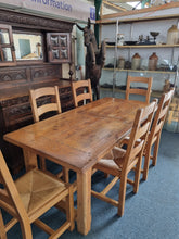 Load image into Gallery viewer, French Oak Farmhouse Extending Dining Table And Chairs With Matching Cupboard - Charlotte Rose Interiors