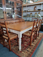 Load image into Gallery viewer, Oak Farmhouse Kitchen Dining Table With Drawer