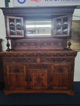 Load image into Gallery viewer, Antique Edwardian Carved Oak Court Cupboard