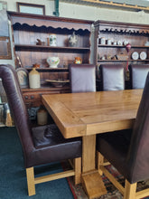 Load image into Gallery viewer, Oak Dining Table and Eight Chairs HUGE