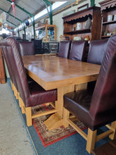Load image into Gallery viewer, Oak Dining Table and Eight Chairs HUGE