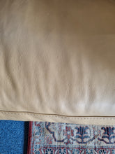 Load image into Gallery viewer, Italian tan and brown leather two seater sofa & snuggle chair