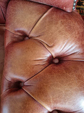 Load image into Gallery viewer, Vintage Leather Button Back Arm Chair