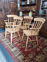 Load image into Gallery viewer, Beech Carver Dining/Kitchen Chairs Set Of Four