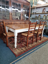 Load image into Gallery viewer, Oak Farmhouse Kitchen Dining Table With Drawer