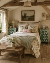 Load image into Gallery viewer, Green Bone Inlay Nightstand Bedside Cabinet - Charlotte Rose Interiors