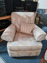 Load image into Gallery viewer, Sofa And Two Chairs In A Beautiful Fabric Of Pale Blue And Gold