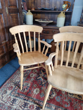 Load image into Gallery viewer, Beech Carver Dining/Kitchen Chairs Set Of Four