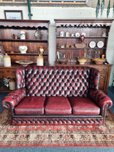 Load image into Gallery viewer, Vintage Highback Three Seater Chesterfield Sofa In Leather