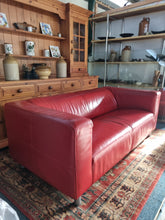 Load image into Gallery viewer, Red Leather Low Back Sofa
