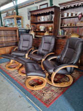 Load image into Gallery viewer, Recliner Swivel Chair And Footstool