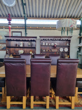 Load image into Gallery viewer, Oak Dining Table and Eight Chairs HUGE