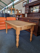 Load image into Gallery viewer, Vintage Farmhouse Scrub Top Pine Dining Table With A Drawer At Each End - Charlotte Rose Interiors