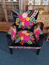 Load image into Gallery viewer, Upholstered Armchair With Decorative Hand Embroidery Crewel Work