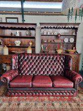 Load image into Gallery viewer, Vintage Highback Three Seater Chesterfield Sofa In Leather
