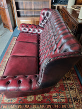 Load image into Gallery viewer, Vintage Highback Three Seater Chesterfield Sofa In Leather