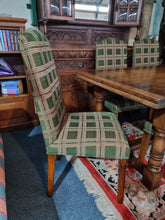 Load image into Gallery viewer, Oak Dining Table And Six Upholstered Dining Chairs